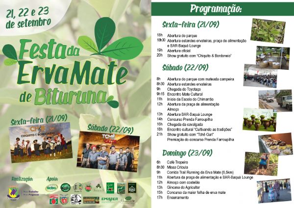Prefeitura de Bituruna inicia contagem regressiva para a 1ª Festa da Erva Mate   