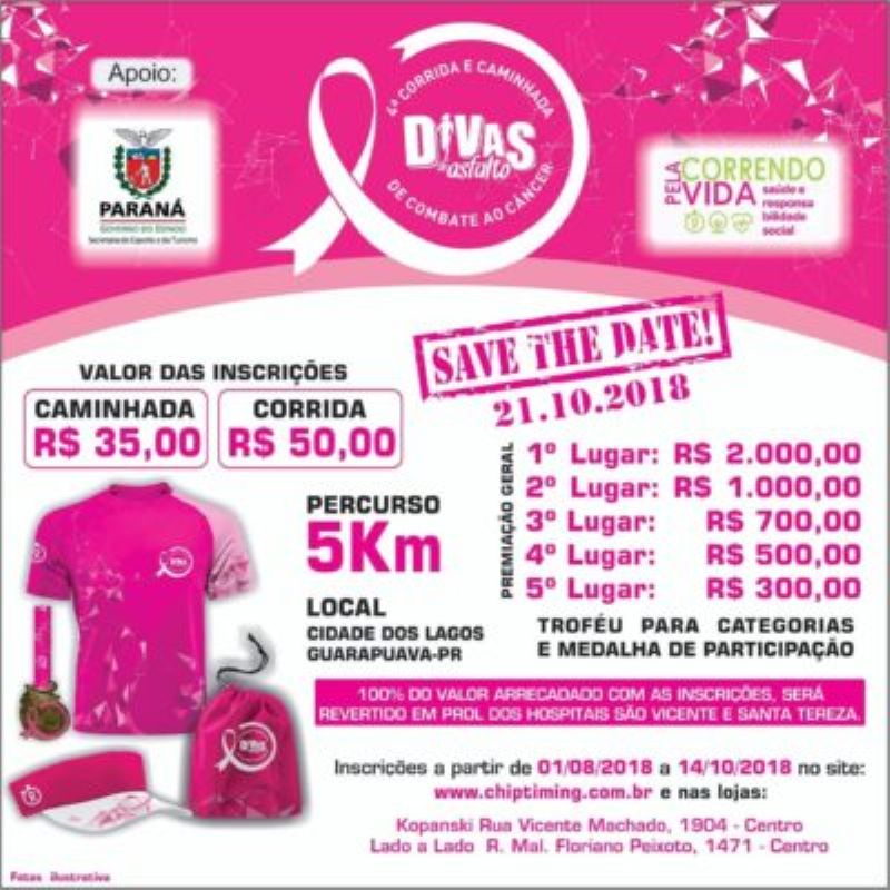 Inscrições para Corrida e Caminhada de Combate ao Câncer finalizam domingo (14)