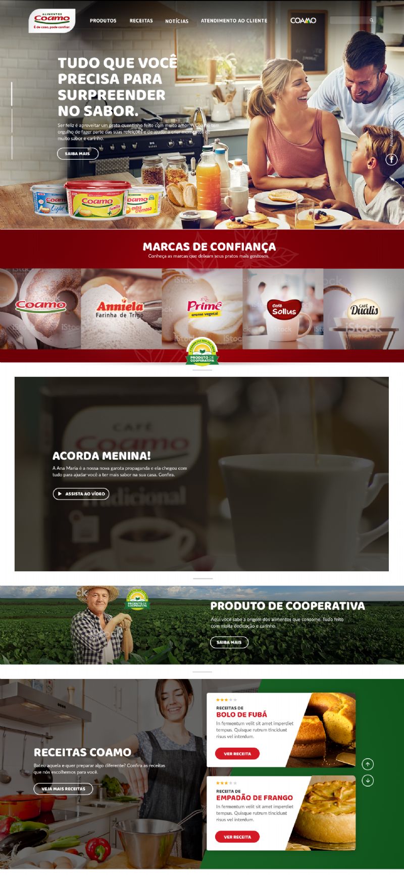 Coamo entrega novo site aos consumidores da sua linha alimentícia