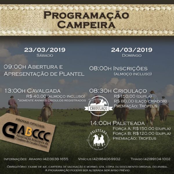 II Festa Campeira realizará provas do cavalo crioulo em Candói