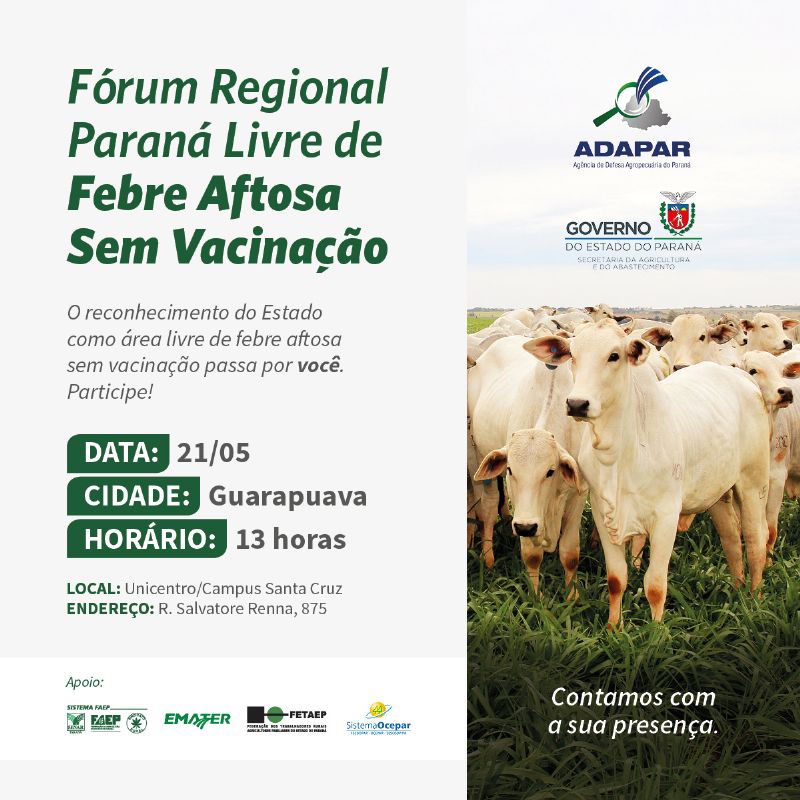 Fóruns regionais debatem fim da vacinação contra aftosa