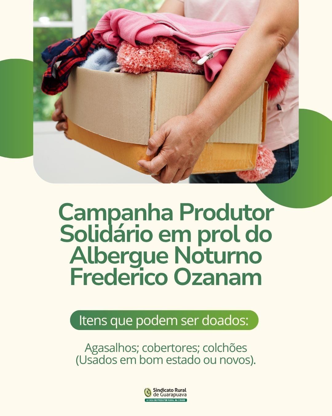 Sindicato Rural de Guarapuava realiza mais uma Campanha Produtor Solidário