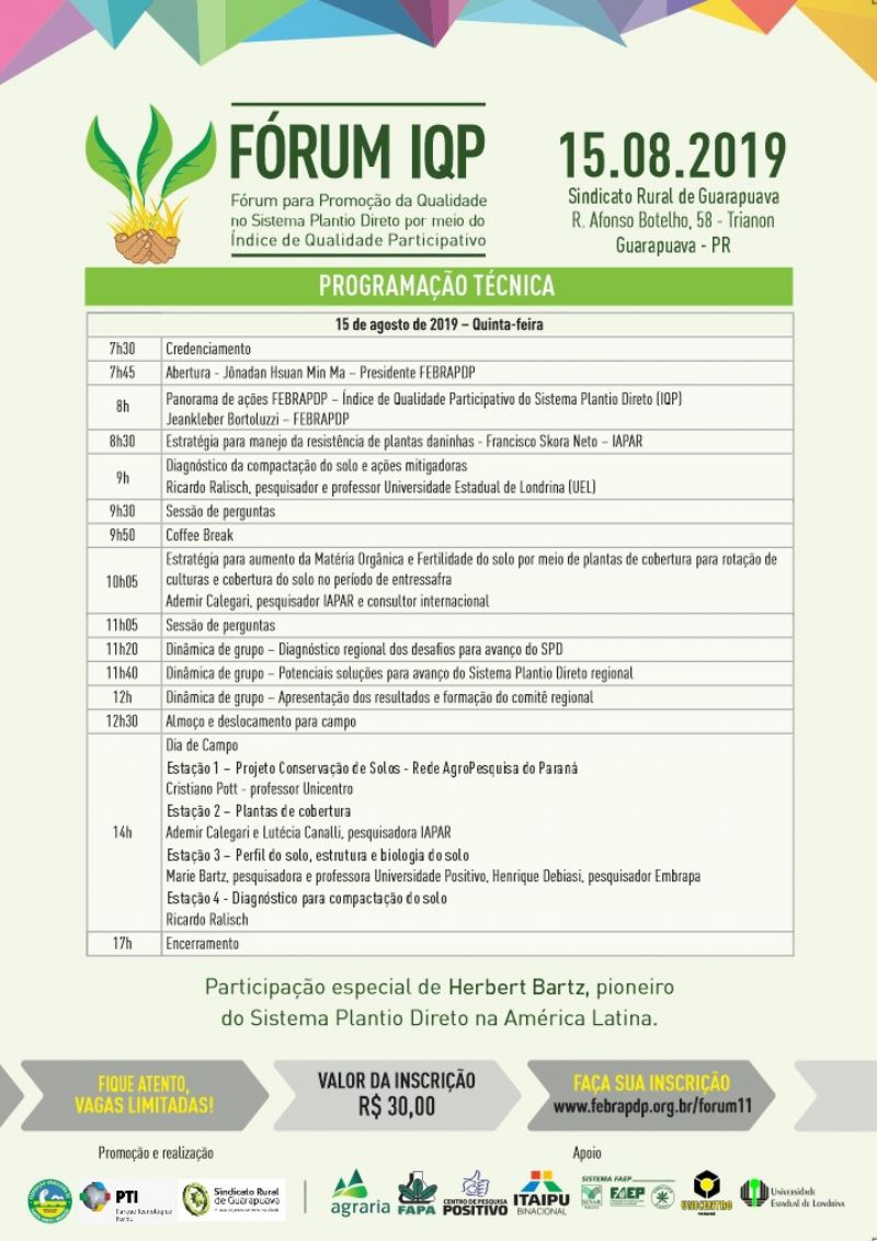  É NESTA QUINTA-FEIRA (15): Sindicato Rural sedia evento sobre qualidade no plantio direto 