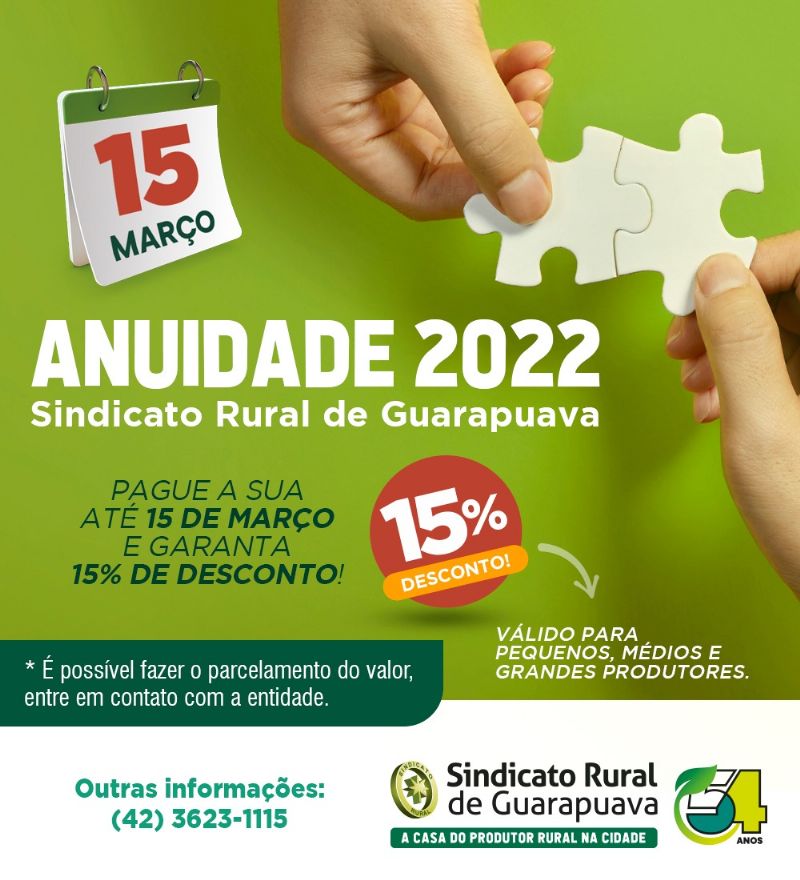 ASSOCIADO: NÃO PERCA O DESCONTO DE 15% NA ANUIDADE!