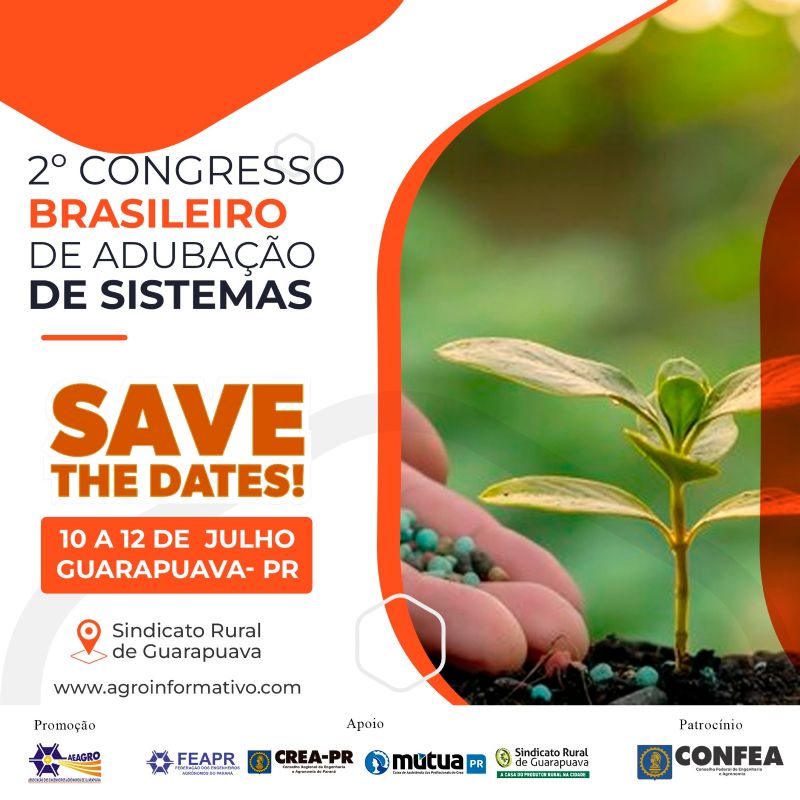 Estão abertas as inscrições para o 2º Congresso Brasileiro de Adubação de Sistemas