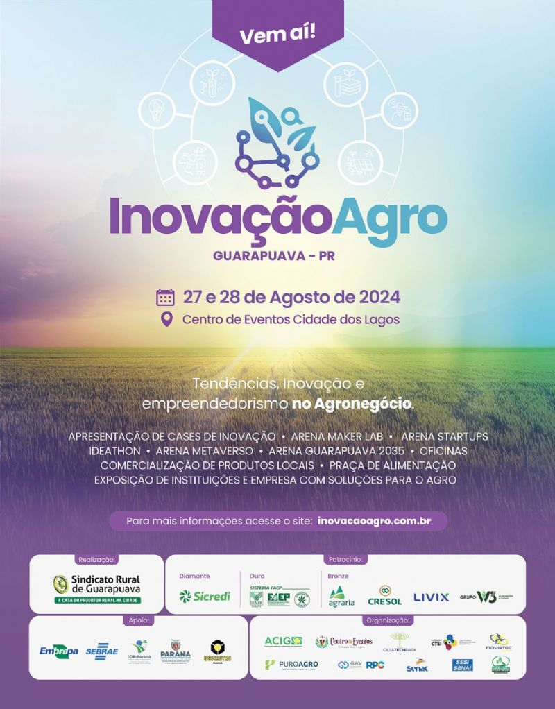 AgroBranding e cultura de inovação serão temas de palestras no InovaçãoAgro 2024