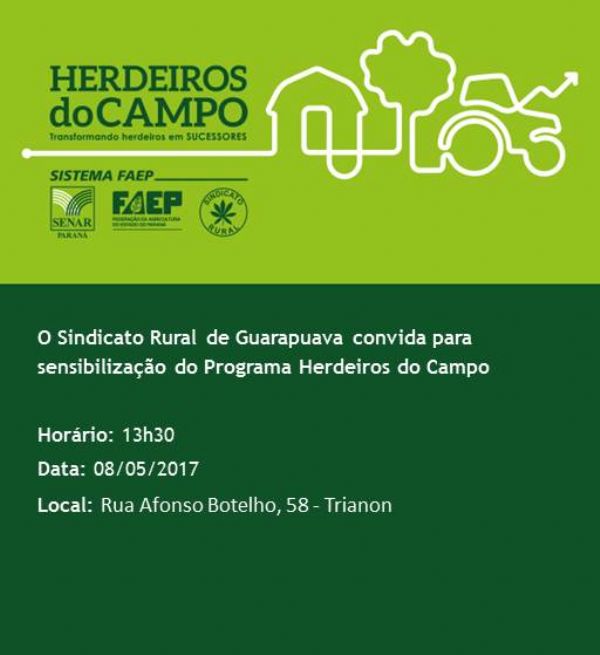 Sindicato Rural e Senar promovem reuni&atilde;o sobre Herdeiros do Campo